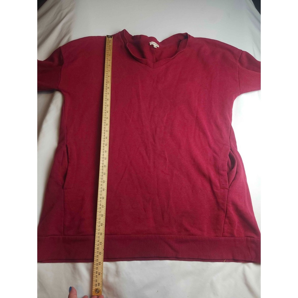 Zenana Outfitters Sweatshirt Womens 2X Maroon V-Neck Long Sleeve Knit Pullover - Picture 2 of 8